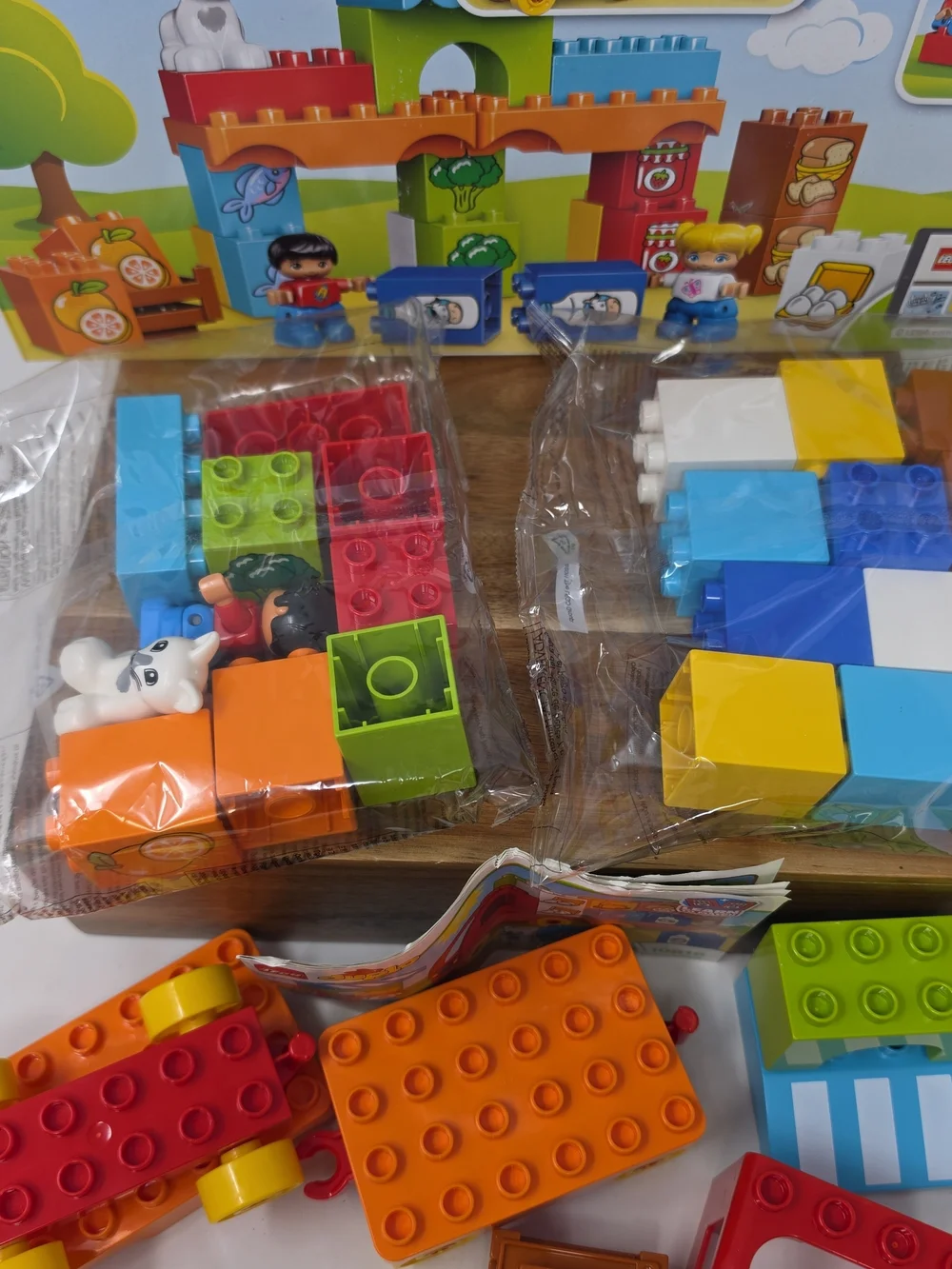 Lego Duplo Red and Yellow Toy Delivery Truck with Blue Blocks